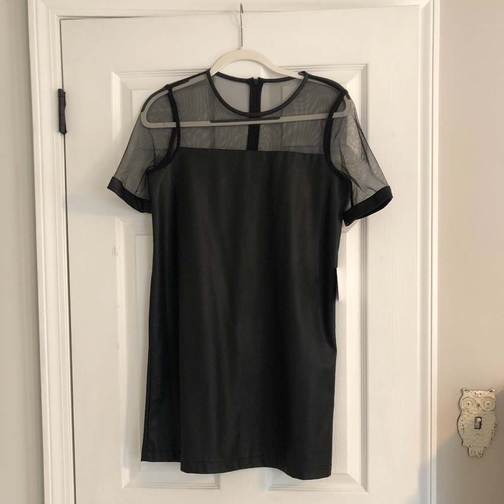 Topshop Leather and Sheer Dress